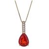 Image 1 : 0.78 ctw Fire Opal and Diamond Pendant - 14KT Yellow Gold