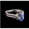 1.46 ctw Sapphire and Diamond Ring - 18KT White Gold