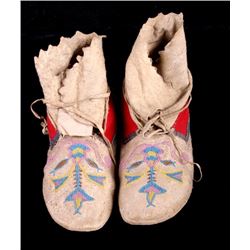 Santee Sioux Beaded High-Top Moccasins c. 1880-90