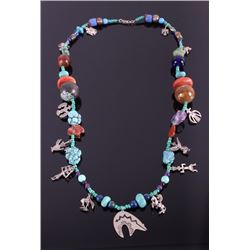 Navajo Sterling Fetish & Nugget Necklace