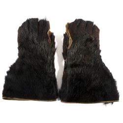 Black Bear Fur Gauntlet Gloves c. Early 1900's