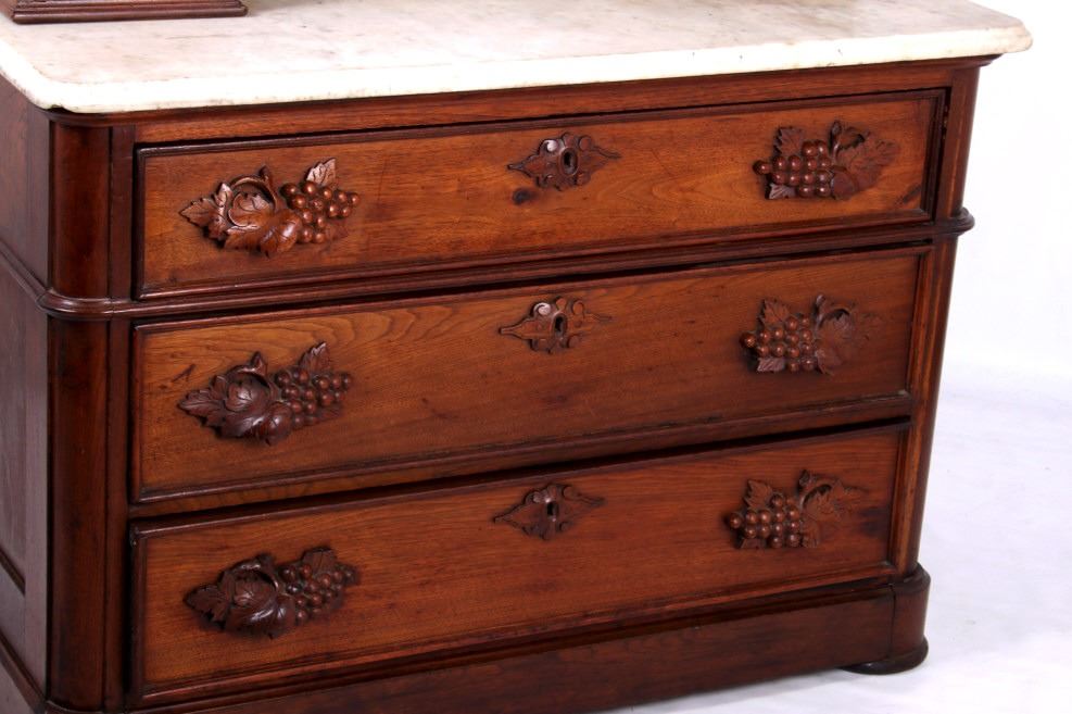 Antique Victorian Marble Top Dresser With Mirror