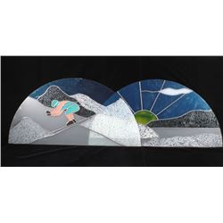 Stained Glass Style Winter Landscape Windows