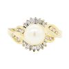 Image 2 : 0.25 ctw Diamond and Pearl Ring - 14KT Yellow Gold