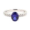 Image 2 : 1.41 ctw Sapphire and Diamond Ring - 14KT White Gold