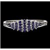 Image 1 : 5.44 ctw Sapphire and Diamond Bangle Bracelet - 14KT White Gold