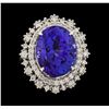 Image 2 : 15.33 ctw Tanzanite and Diamond Ring - 14KT White Gold