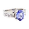 Image 1 : 4.28 ctw Saphire And Diamond Ring - Platinum