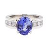 Image 2 : 4.28 ctw Saphire And Diamond Ring - Platinum