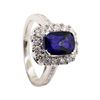 Image 4 : 3.26 ctw Sapphire and Diamond Ring - 18KT White Gold