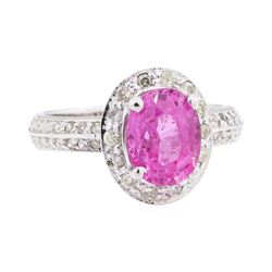 2.02 ctw Pink Topaz and Diamond Ring - 14KT White Gold