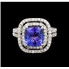 Image 2 : 14KT White Gold 3.98 ctw Tanzanite and Diamond Ring