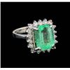 Image 1 : 4.88 ctw Emerald and Diamond Ring - 14KT White Gold