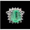 Image 2 : 4.88 ctw Emerald and Diamond Ring - 14KT White Gold