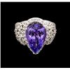 Image 2 : 6.82 ctw Tanzanite and Diamond Ring - 14KT White Gold