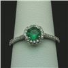 Image 1 : 0.57 ctw Emerald and Diamond Ring - 14KT White Gold