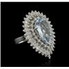 Image 1 : 6.06 ctw Aquamarine and Diamond Ring - 14KT White Gold