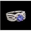 Image 1 : 1.56 ctw Tanzanite and Diamond Ring - 14KT White Gold