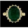 Image 2 : 6.00 ctw Emerald and Diamond Ring - 14KT Yellow Gold