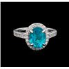 Image 2 : 3.23 ctw Apatite and Diamond Ring - 14KT White Gold