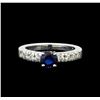 Image 2 : 1.03 ctw Blue Sapphire and Diamond Ring - 18KT White Gold