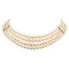 Image 1 : Four Strand Pearl Choker Necklace with Sterling Silver Clasp