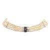 Image 2 : Four Strand Pearl Choker Necklace with Sterling Silver Clasp