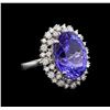 Image 1 : GIA Cert 16.94 ctw Tanzanite and Diamond Ring - 14KT White Gold