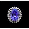 Image 2 : GIA Cert 16.94 ctw Tanzanite and Diamond Ring - 14KT White Gold