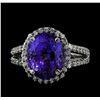 Image 2 : 8.24 ctw Tanzanite and Diamond Ring - 14KT White Gold