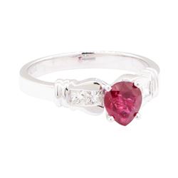 1.41 ctw Ruby And Diamond Ring - 14KT White Gold