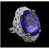 Image 1 : GIA Cert 45.32 ctw Tanzanite and Diamond Ring - 14KT White Gold