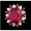 Image 2 : 16.70 ctw Ruby and Diamond Ring - 14KT Yellow Gold