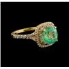 Image 1 : 3.01 ctw Emerald and Diamond Ring - 14KT Yellow Gold