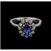 Image 2 : 0.90 ctw Tanzanite and Diamond Ring - 14KT White Gold