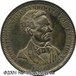 Silver 1860 Lincoln Campaign Medal