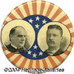1900 Celluloid McKinley Roosevelt Jugate Pin
