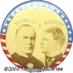 McKinley Woodruff Coat-Tail Celluloid Pin
