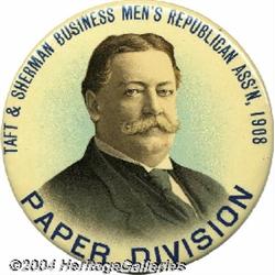 4 In. 1908 Taft Celluloid Picture Pin