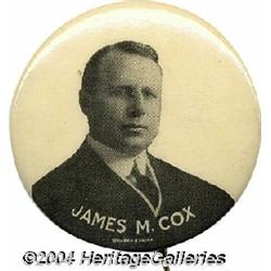 James Cox Campaign Celluloid Pin