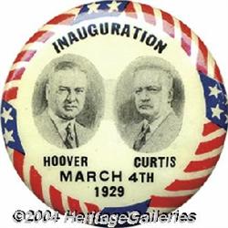 Hoover Curtis Celluloid Inaugural Pin