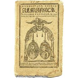 1790 New England Almanac Washington Adams