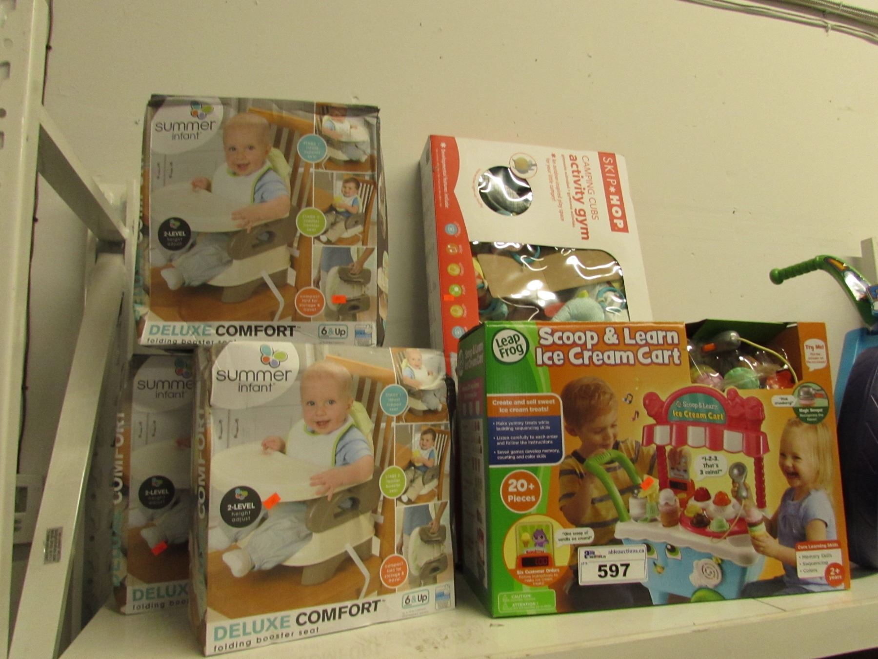 3 Summer Infant Deluxe Comfort Folding Booster Seats Leap Frog Scoop Learn Ice Cream Cart Skip