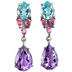 Natural MULTI COLOR AMETHYST TOURMALINE Earrings