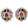 Image 1 : NATURAL MULTI COLOR TOURMALINE FLOWER EARRING