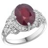 Image 1 : Natural 4.16 ctw ruby & Diamond Engagement Ring 14K White Gold - REF-107A3V
