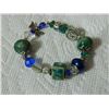 Image 2 : BRACELET - WITH DOVE, CROSS & "BELIEVE"  - GREEN & BLUE BEADS