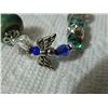 Image 6 : BRACELET - WITH DOVE, CROSS & "BELIEVE"  - GREEN & BLUE BEADS