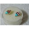 Image 3 : ESTATE - EARRINGS - STERLING SILVER WITH ABALONE - PIERCED