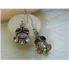 Image 1 : FROM ESTATE - EARRINGS - VINTAGE - GARNET, AMETHYST AND PERIDOT IN 925 STERLING SILVER SETTING